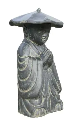 Product image 3 of the product “Standing monk with hat, 60cm high, cast stone, handcrafted & colored ”